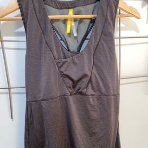 Lole xl running top upf 50 gray stripe shelf bra